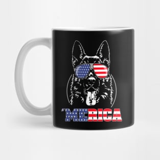 Proud Patriotic German Shepherd American Flag Merica dog Mug